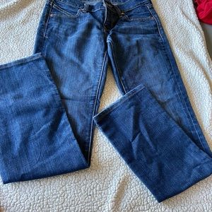 Blue low rise bootcut jeans